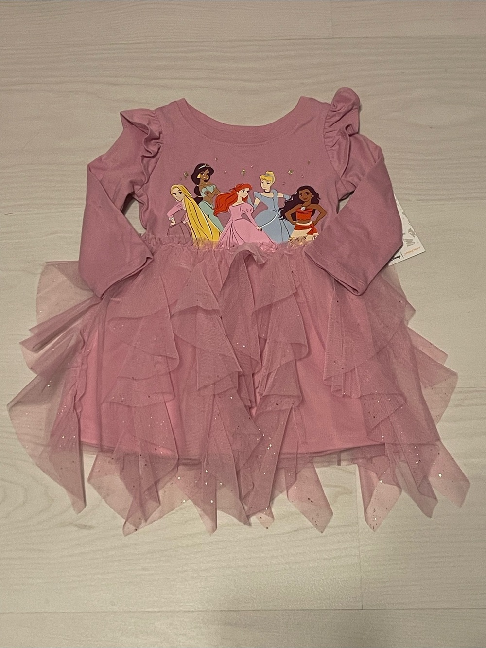 Jumping Beans Disney Pink Princess Tulle Ruffle Dress with Character Group Print